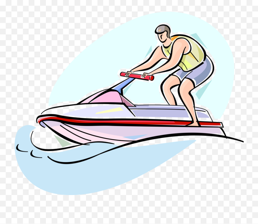 Vector Illustration Of Personal Watercraft Water Sports - Clip Art Emoji,Kayaker Clipart