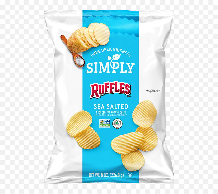 Simply Ruffles Sea Salted Reduced Fat Potato Chips Simply Emoji,Bag Of Chips Png