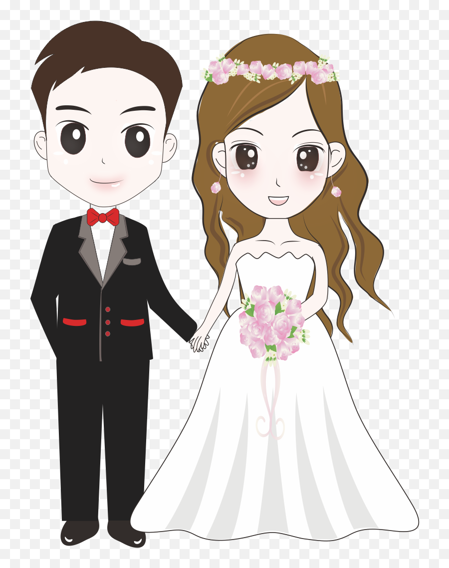 Bridegroom Wedding Illustration - Bride And Groom Cartoon Bride And Groom Cartoon Emoji,Bride And Groom Clipart