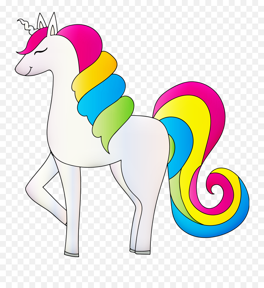 Colorful Rainbow Unicorn On White Background Free Image Download - Pretty Rainbow Unicorn Png Emoji,Unicorn Transparent Background
