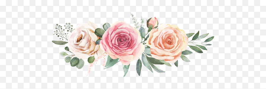 Garden Rose Red Pink Peach Watercolor Floral Wreaths Clipart Emoji,Watercolor Floral Clipart