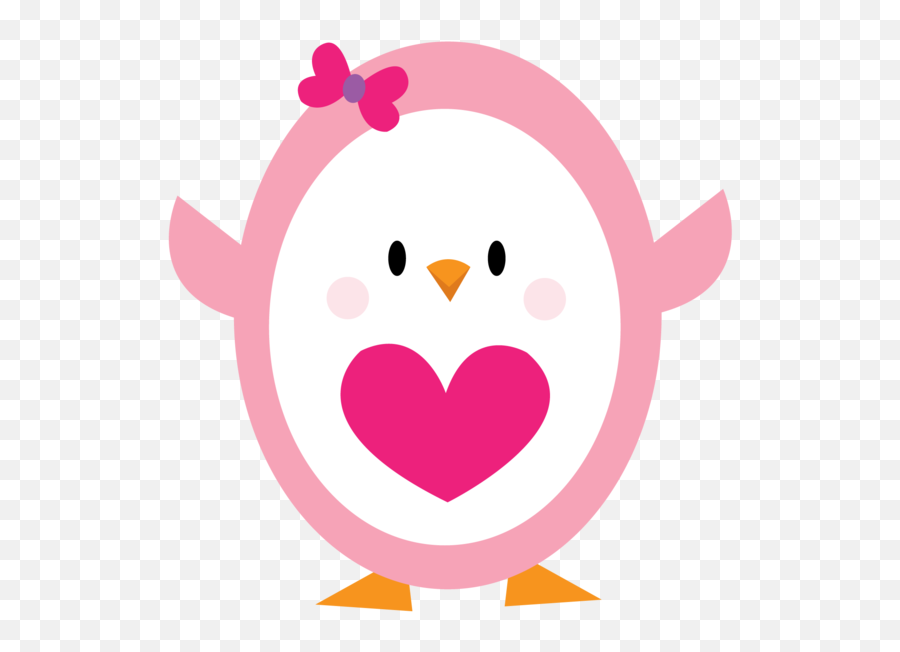 Penguin Drawing Stencil Pink Heart For Valentines Day - Happy Emoji,Pink Heart Png