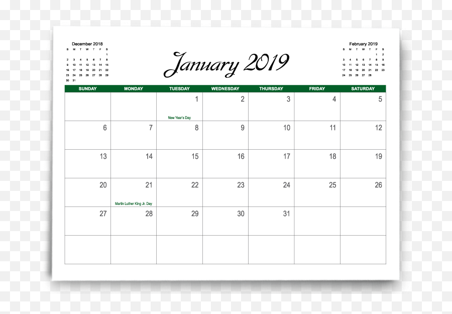 2018 Calendar Png - Calendar Photoshop Template 2018 Solid Emoji,Transparent Background Indesign