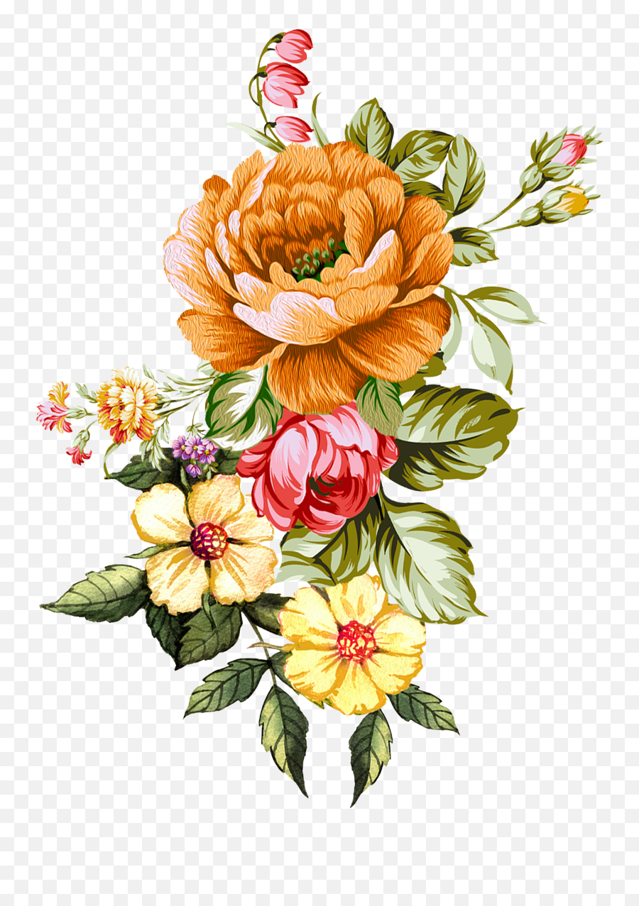 Bunch Of Flowers Drawing - Fabric Flower Design Png Emoji,Flowers Png