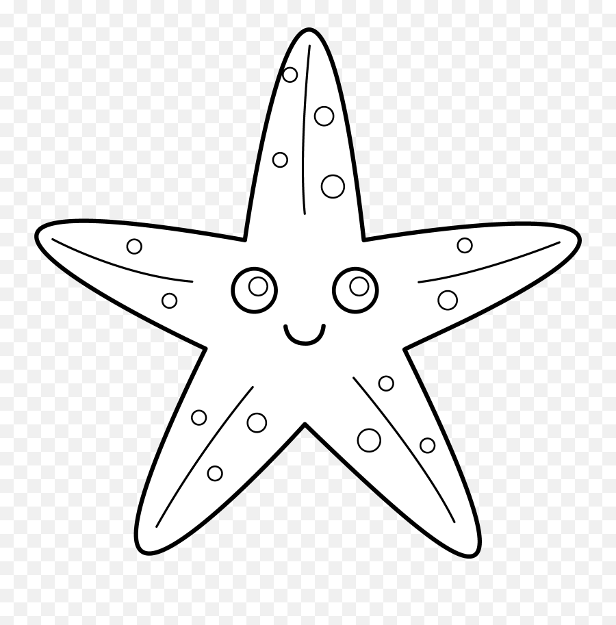 Starfish Clipart Black And White - Starfish Template Emoji,Star Clipart Black And White