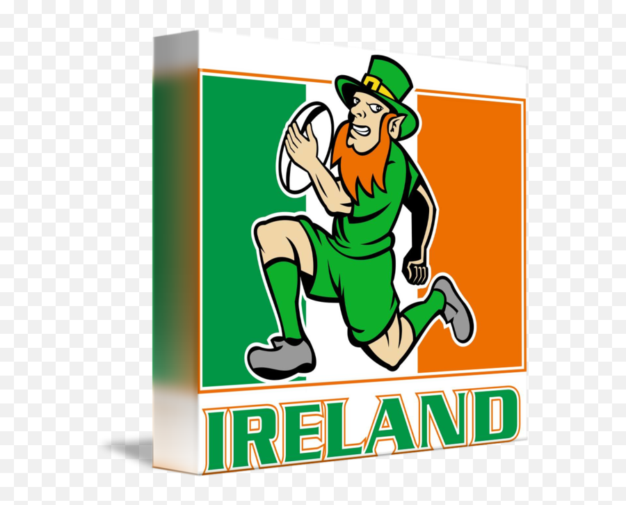 Irish Leprechaun Rugby Player Ireland Flag By Aloysius Emoji,Ireland Flag Png