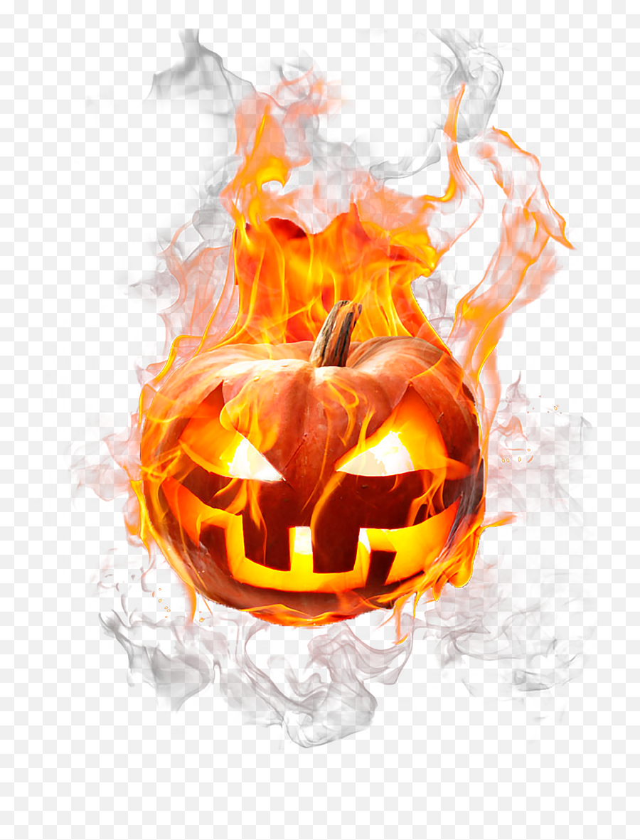 Halloween Pumpkin In Fire Png Image - Free Fire En Png Emoji,Fire Png