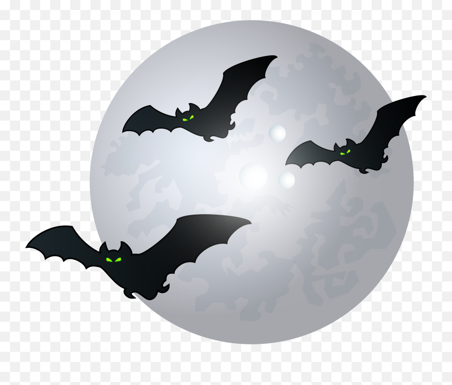 Free Png Download Halloween Moon With Bats Png Images - Halloween Moon Png Emoji,Bat Clipart