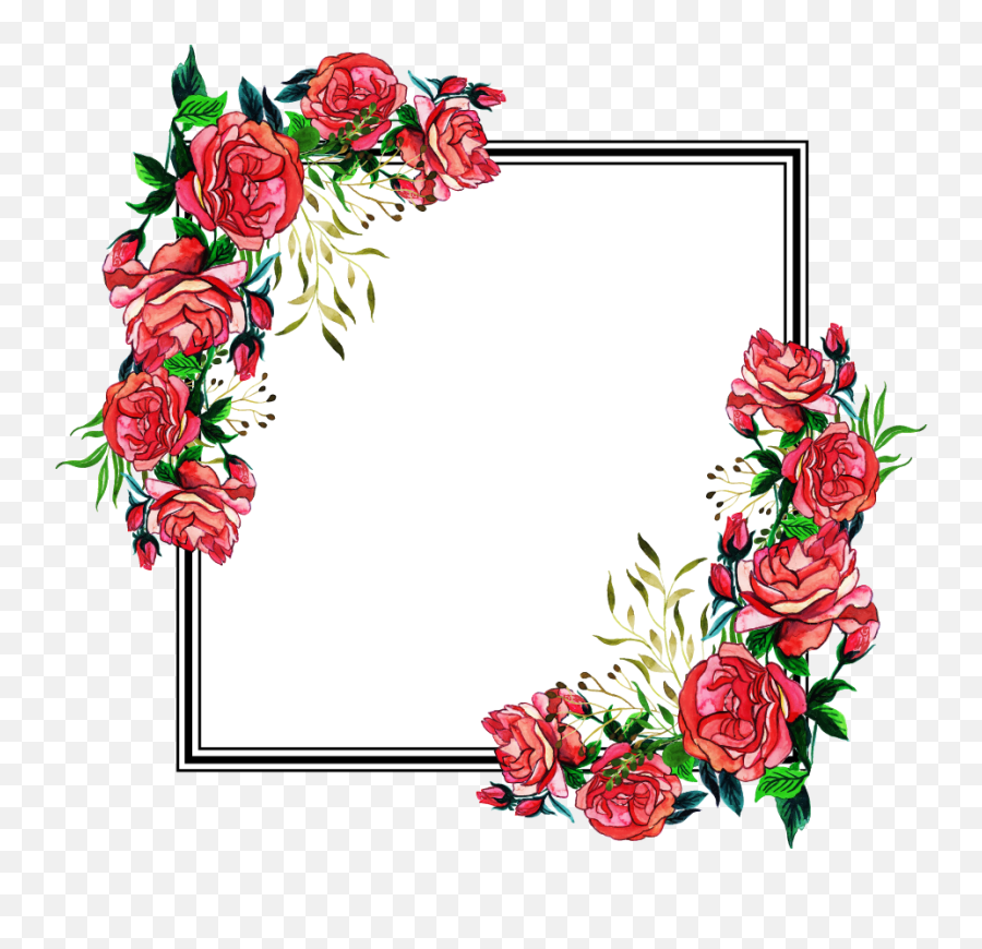 Square Flower Frame Png Pic Png All - Flower Frame Png Emoji,Red Square Png