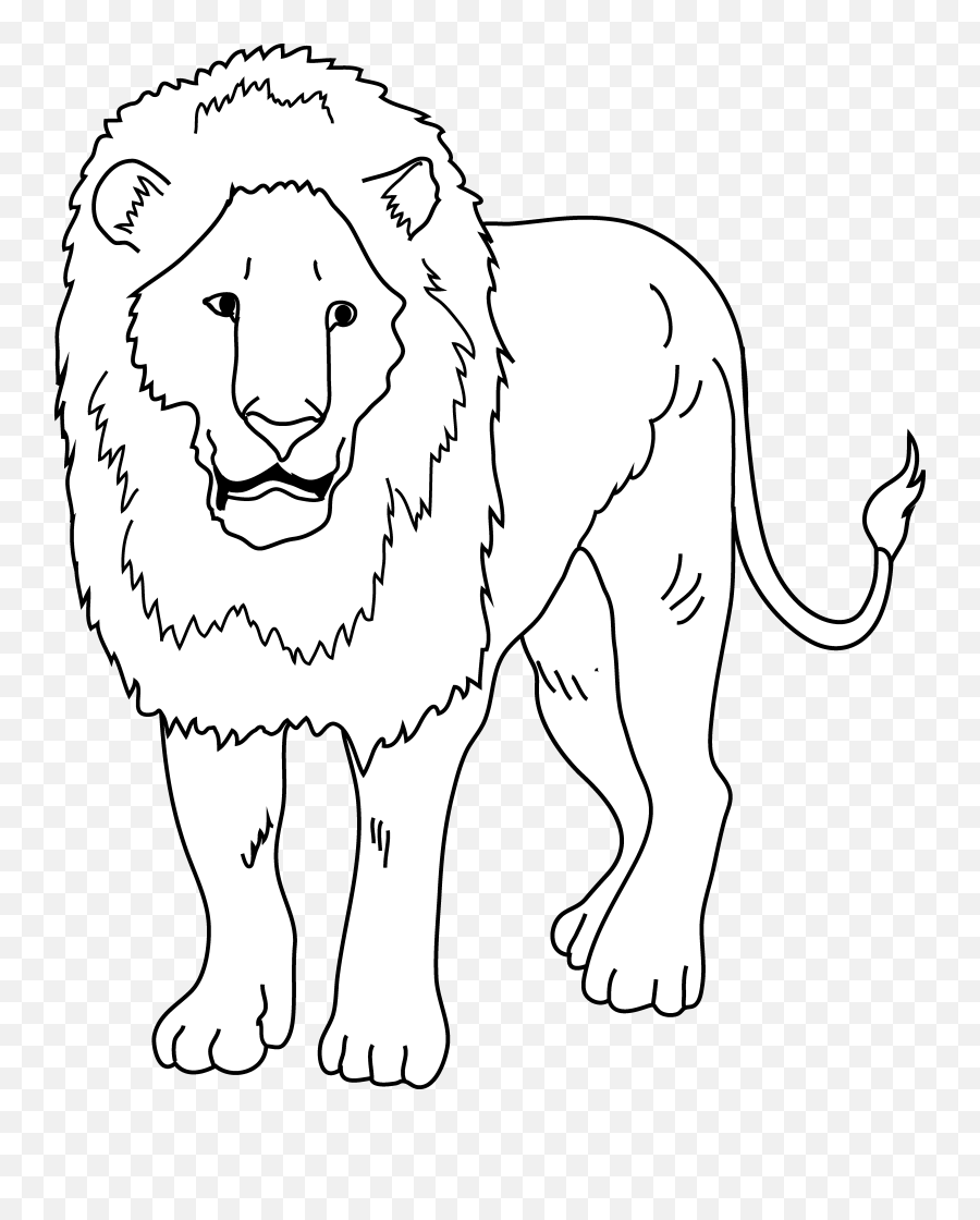 White Lion Coloring Page Free Clip Art - Lion Animals Clipart Black And White Emoji,Lion King Clipart Black And White
