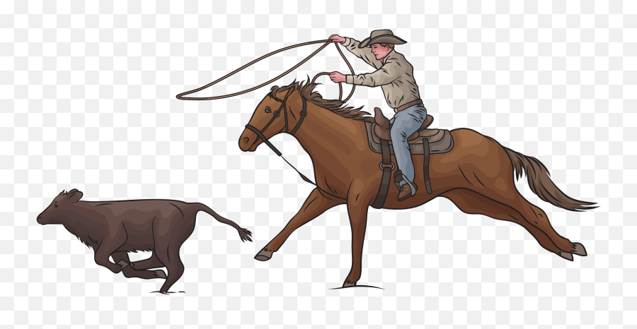 Calf Roping Rodeo Clipart - Calf Roping Clipart Emoji,Rodeo Clipart