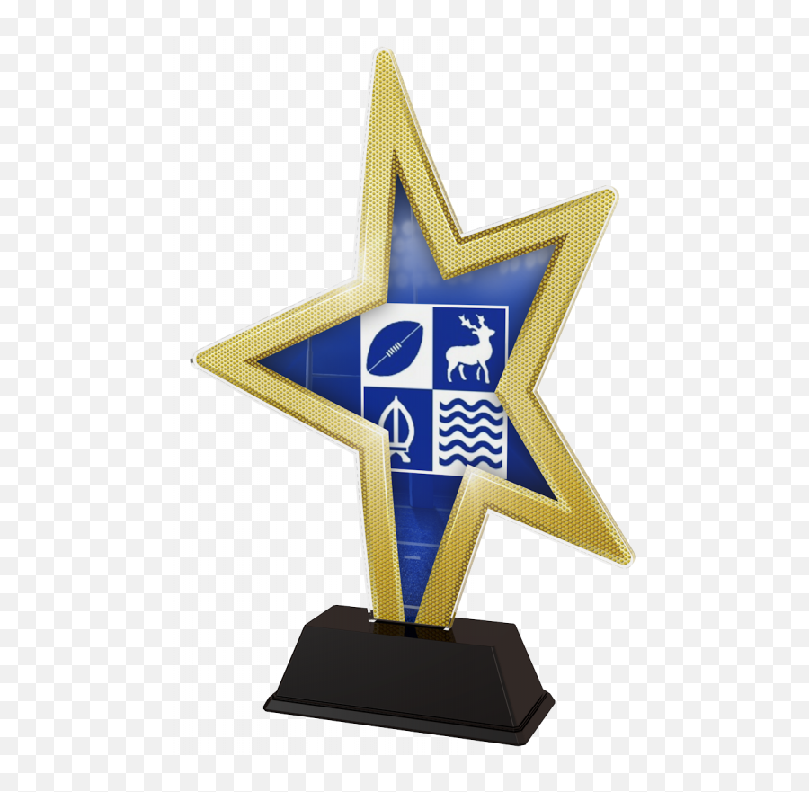 Custom Club Logo Acrylic Gold Star - Vertical Emoji,Trophy Logo