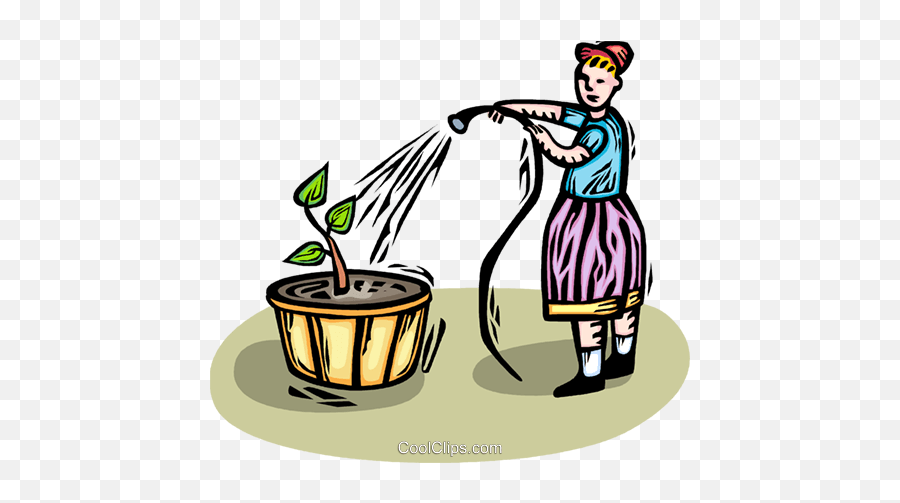 Girl Watering The Flowers Royalty Free Emoji,Water Plants Clipart