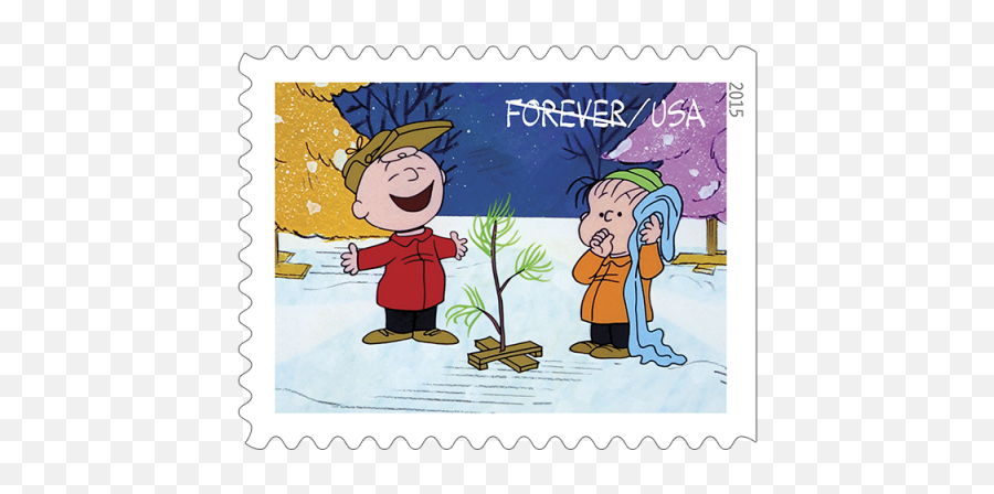 A Charlie Brown Christmas Stamps - Usps Releases Emoji,Charlie Brown Christmas Tree Png