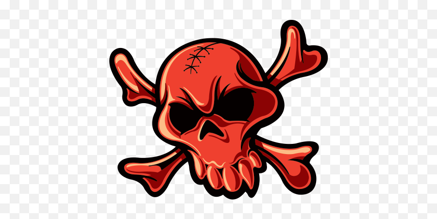 Red Crossbones Skull - Skull Clipart Full Size Clipart Emoji,Skull And Crossbone Clipart