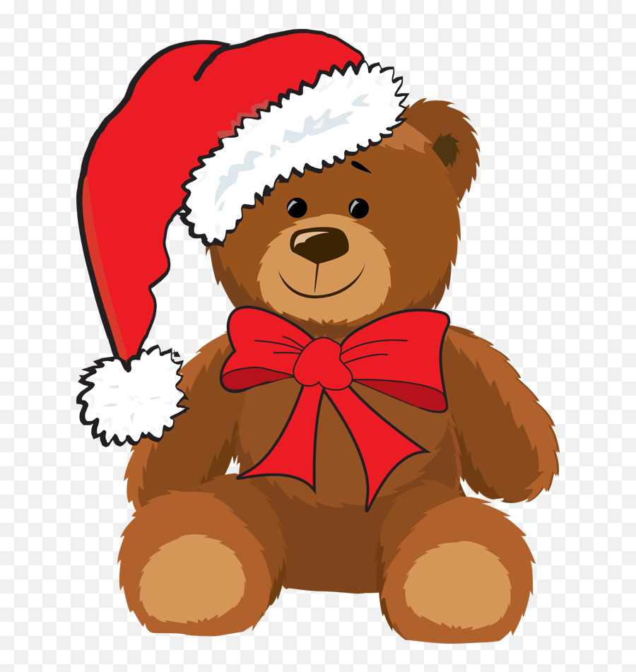 Teddy Bear With The Colorful Christmas Hat Clipart - Santa Teddy Bear Clipart Emoji,Santa Hat Clipart