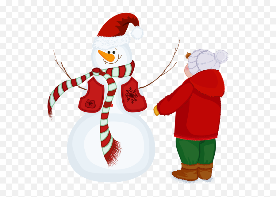 Transparent Snowman And Kid Png Clipart Snowmen Pictures - Santa Claus Emoji,Snowmen Clipart