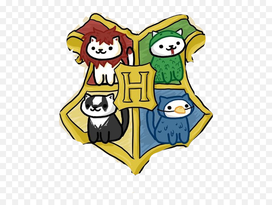 Pusheencat Hogwarts Crest Sticker By Kinii - Harry Potter Pusheen Emoji,Hogwarts Crest Png