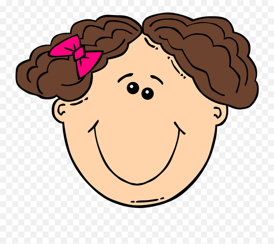 Girl Hair Ribbon - Cartoon With Short Curly Hair Emoji,Hair Bow Clipart