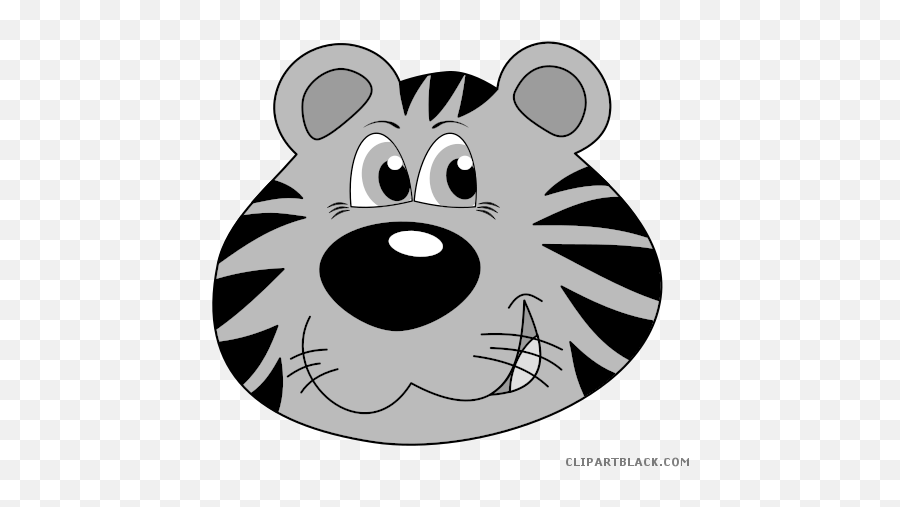Tiger Face Animal Free Black White Clipart Images - Dot Emoji,Tiger Clipart Black And White