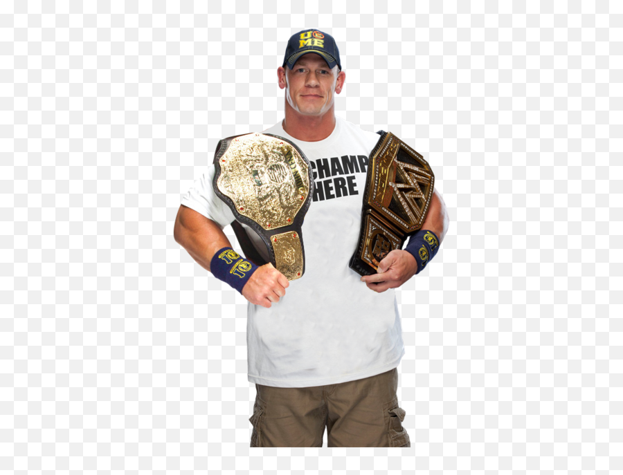 Download Hd John Cena With 3 Belts Transparent Png Image - Wwe Double Championship John Cena Emoji,John Cena Logo