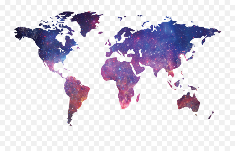 Galaxy World Map Of The - World Map Watercolour Painting Emoji,Galaxy Png