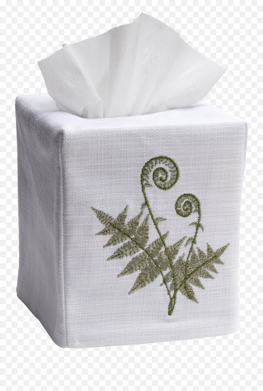 Fiddlewood Fern Tissue Box Cover In White Linen U0026 Cotton Embroidered Emoji,Tissue Box Png