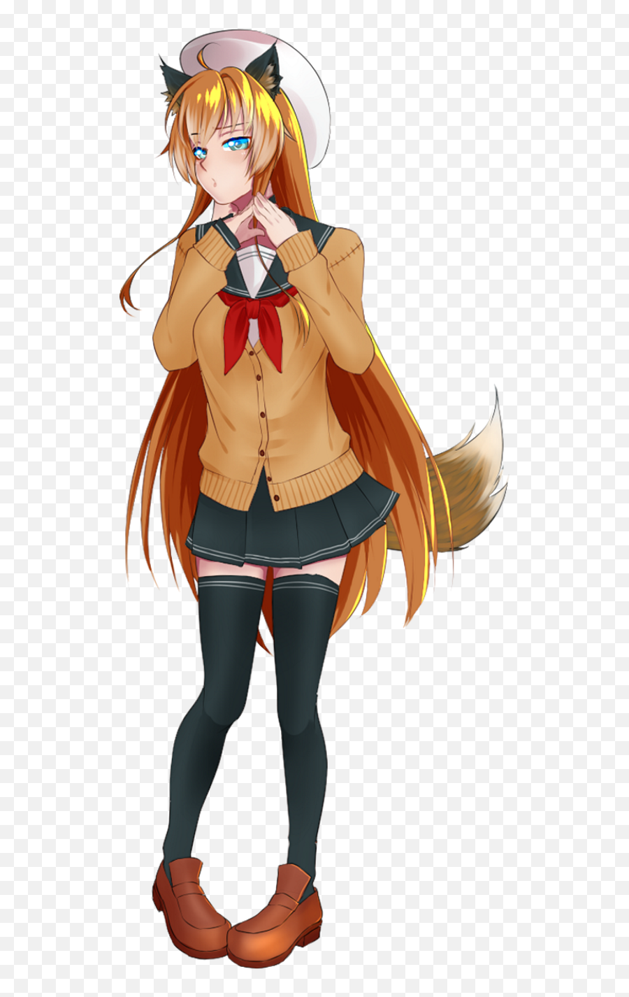 Download Anime Girl Anime Fox School Girl - Cartoon Full Girly Emoji,Anime Girl Png