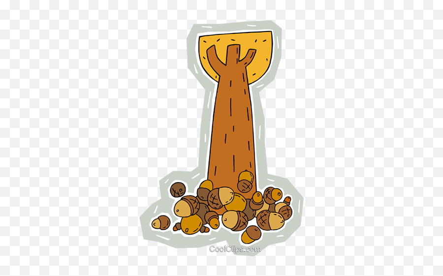 Acorns Beneath A Tall Oak Tree Royalty Free Vector Clip Art - Religion Emoji,Oaktree Clipart