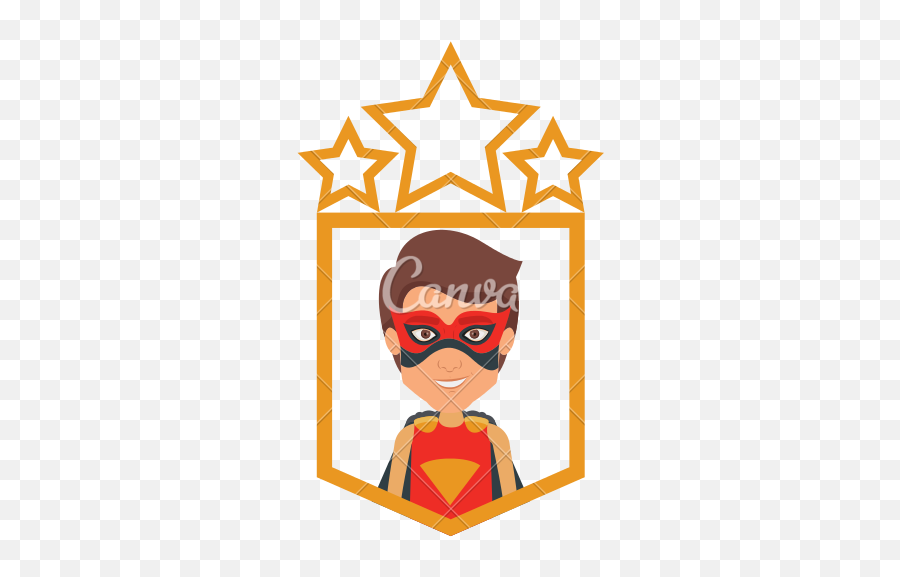 Download Superhero In Frame With Golden Stars - Triple Emoji,Threat Clipart