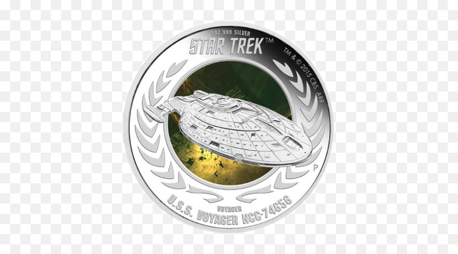 Australia 2015 Star Trek Voyager U2013 Uss Voyager Ncc - 74656 Silver Proof 1oz Uss Voyager Emoji,Cbs Star Trek Logo