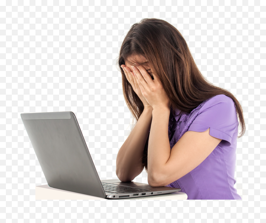 Sad Girl With Laptop Png Image - Purepng Free Transparent Sad Girl Png Emoji,Laptop Png