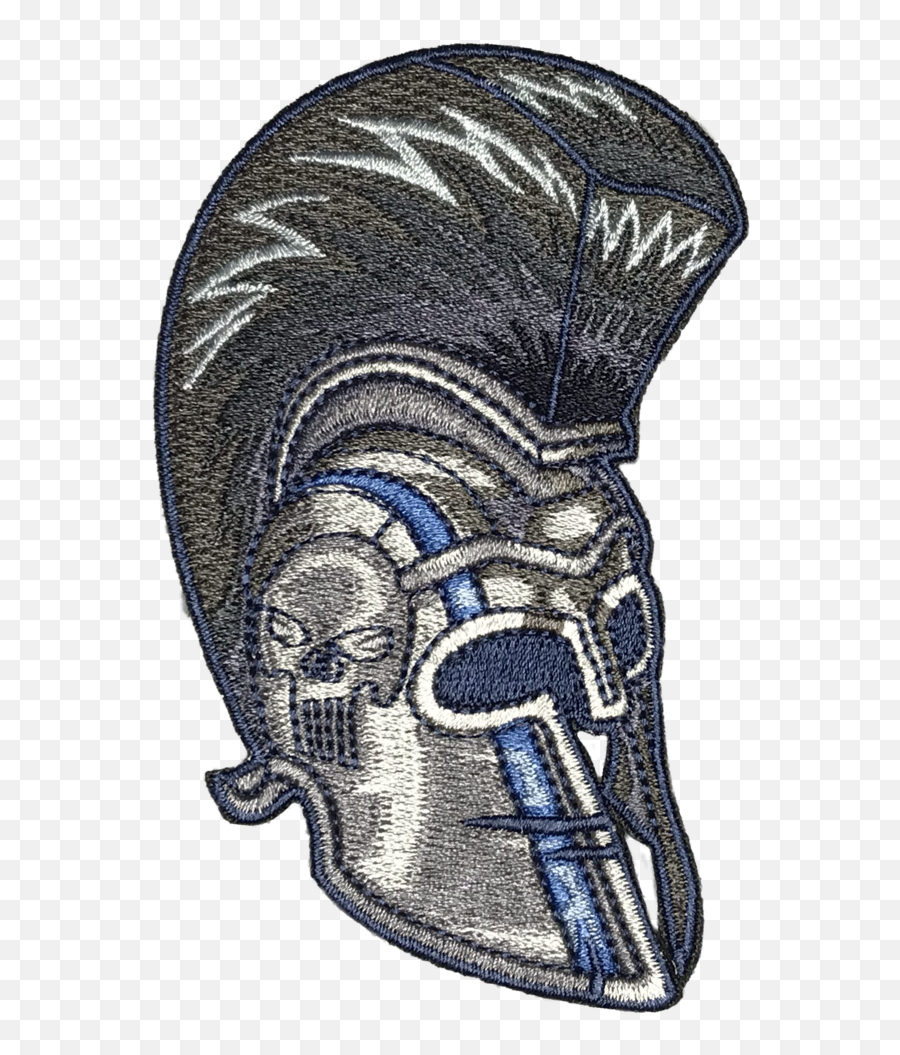 Thin Blue Line Spartan Helmet Embroidered Morale Patch - Spartan Helmet Patch Emoji,Spartan Helmet Logo
