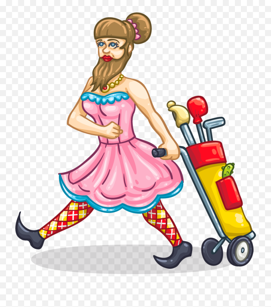 Bearded Lady Golfer - Bearded Lady Clipart Png Transparent Girly Emoji,Lady Clipart