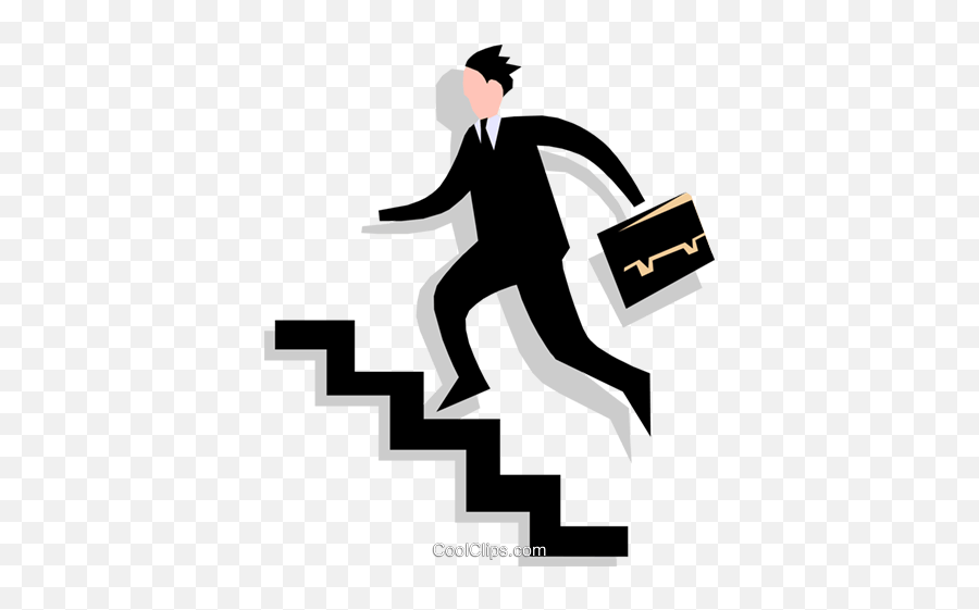 Man Going Up Stairs Royalty Free Vector - Man Walking On Stairs Clipart Emoji,Stair Clipart