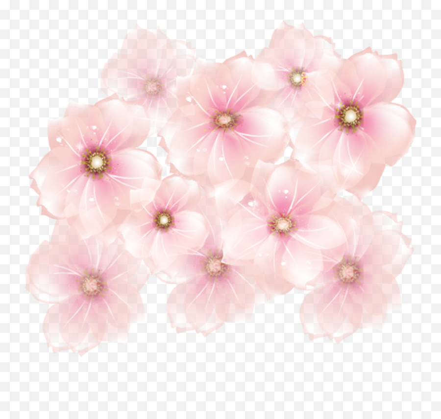 Download Hd Pink Flowers Transparent - Pink Flowers Clipart Transparent Emoji,Flowers Transparent Background