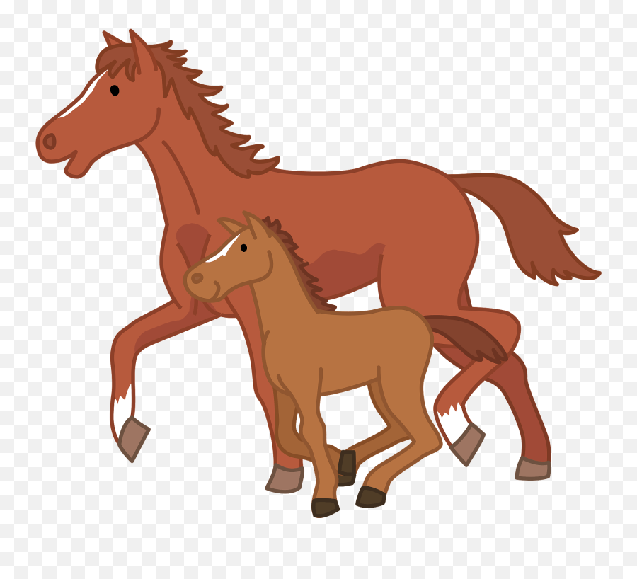 Horses - Foal And Mare Clipart Emoji,Horses Clipart