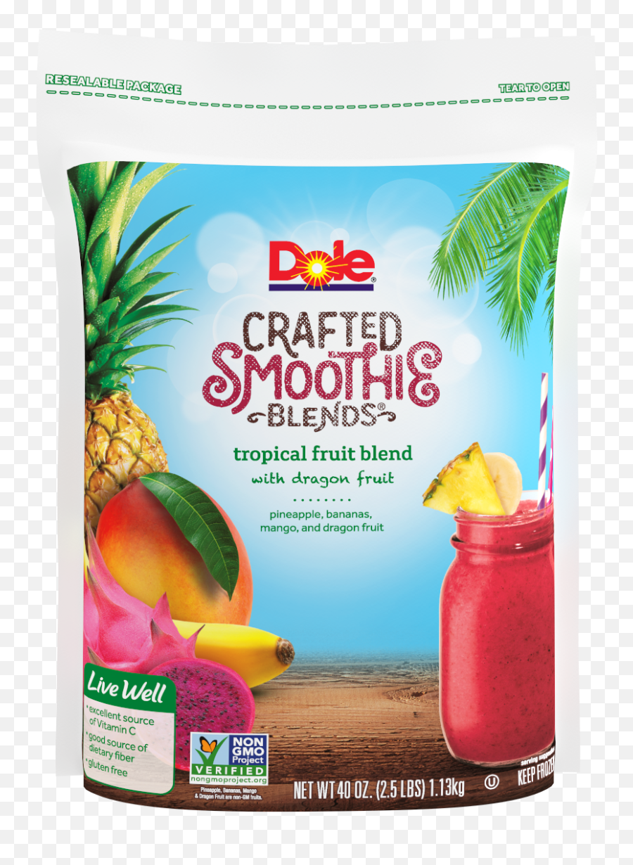 Dole Crafted Smoothie Blends Tropical Fruit Blend With Dragon Fruit 40 Oz 25 Lbs Emoji,Dale Like Png