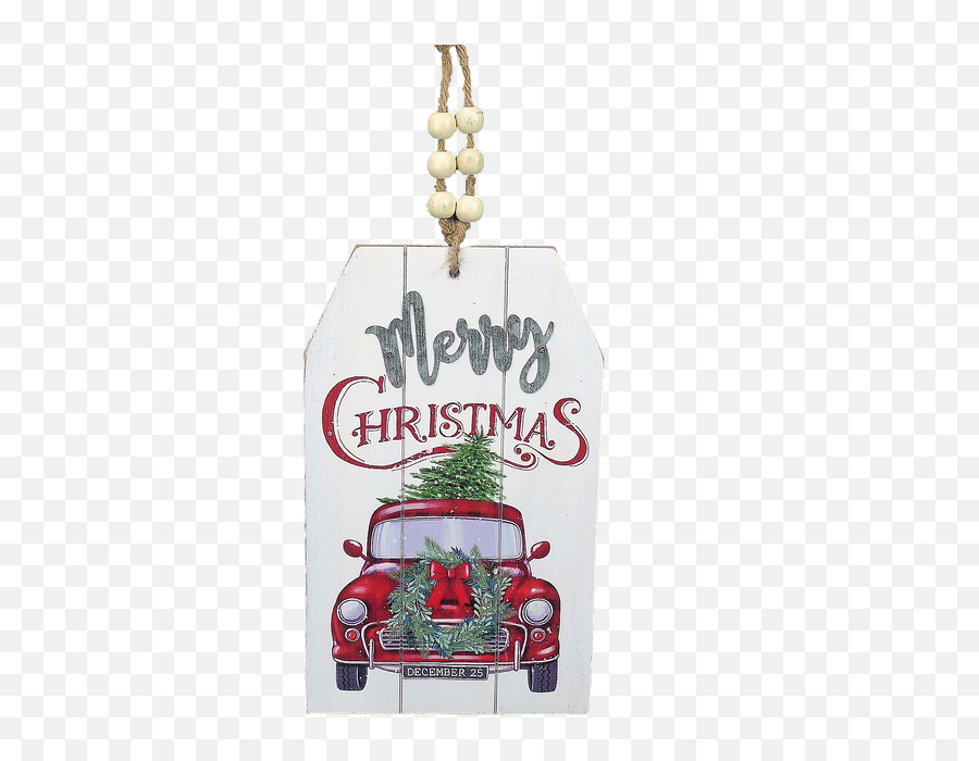 12 Mdf Red Truck With Christmas Tree Ap8510 Emoji,Red Truck With Christmas Tree Clipart