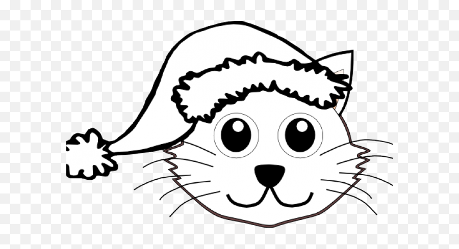 Download Hd Santa Hat Clipart Coloring - Cool Coloring Pages Clipart Black And White Cat Head Emoji,Santa Hat Clipart