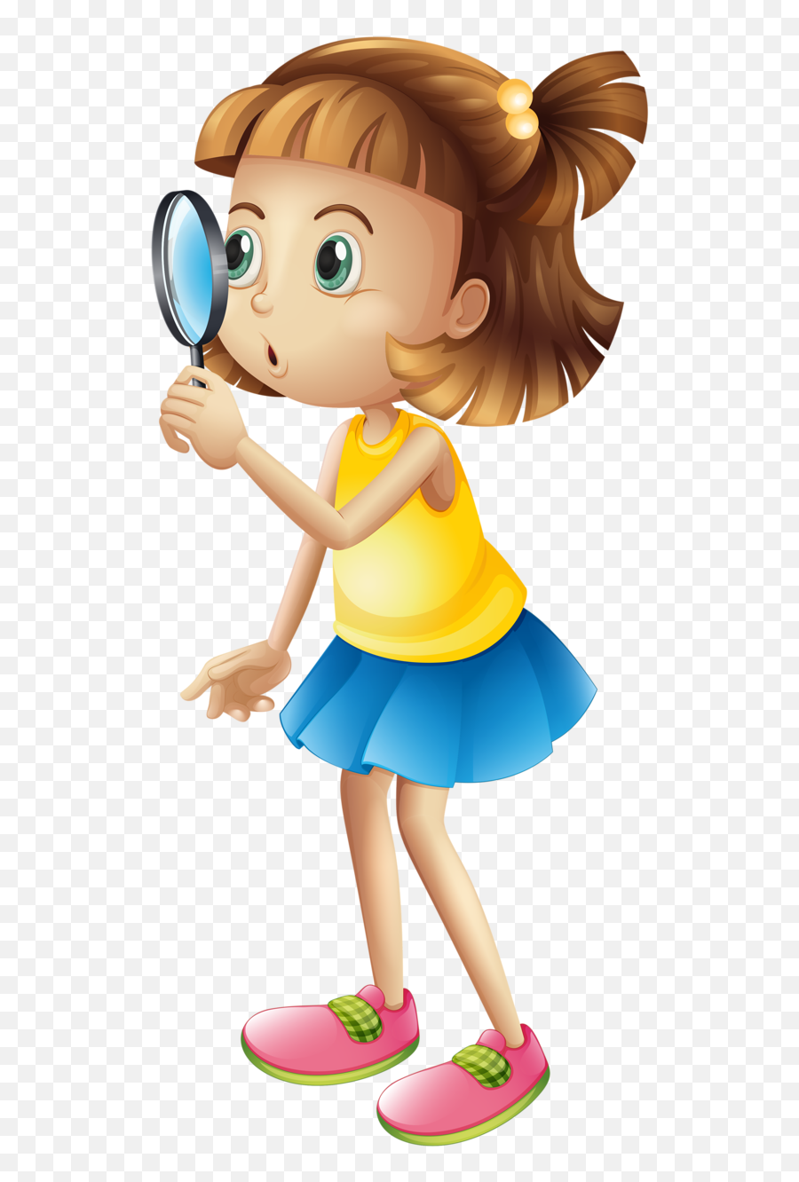 Daycare Png - Nnre 50zv Girl With Magnifying Glass Clipart Cartoon Girl Thinking Clipart Emoji,Daycare Clipart