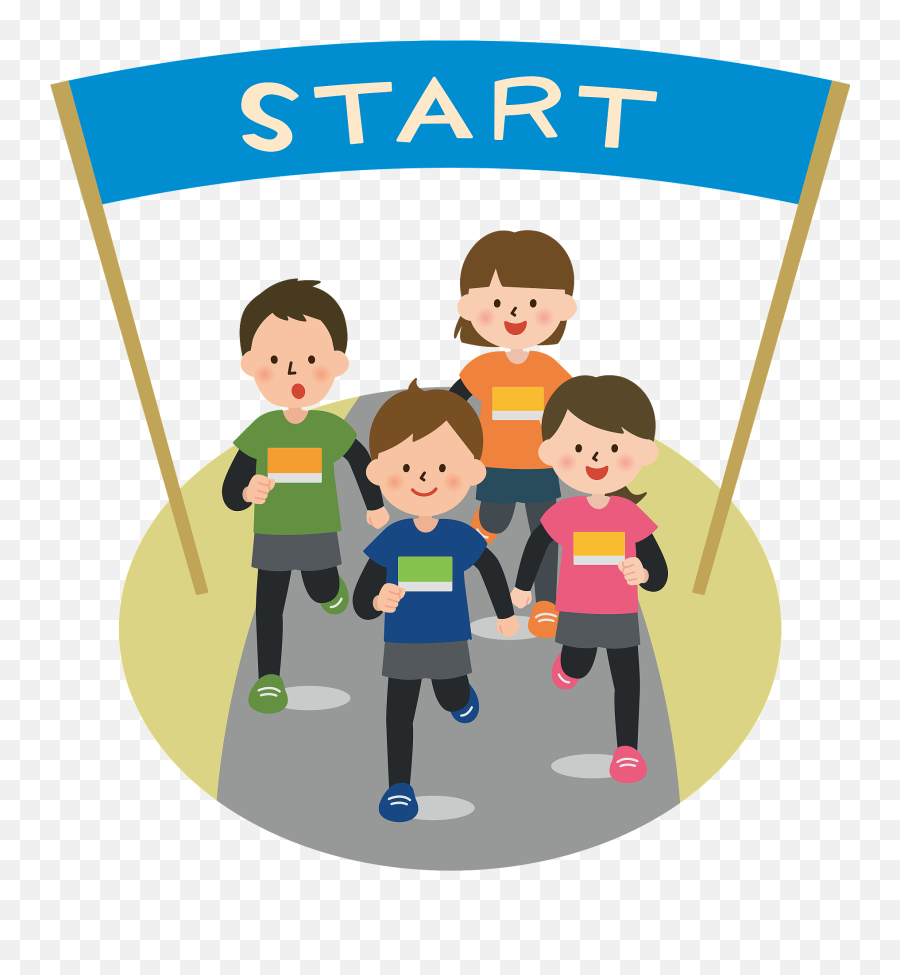 Marathon Competitors Clipart - Finish Line Clipart Emoji,Start Clipart