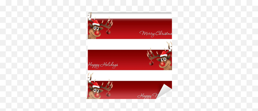 Rudolph The Reindeer Christmas And New Year Banner Wall Mural U2022 Pixers - We Live To Change Emoji,Happy Holidays Banner Png