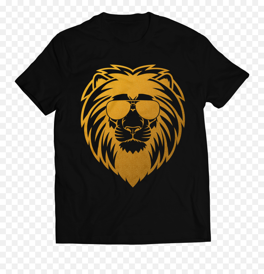 Big Bang Apparel Lionu0027s Face Gold Foil T - Shirt Clipart Emoji,Gold Foil Png