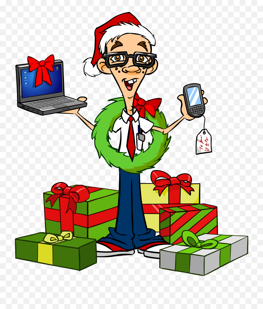 Christmas Gift Ideas - Computer Nerd Christmas Clipart Computer Christmas Clipart Png Emoji,Christmas Presents Clipart