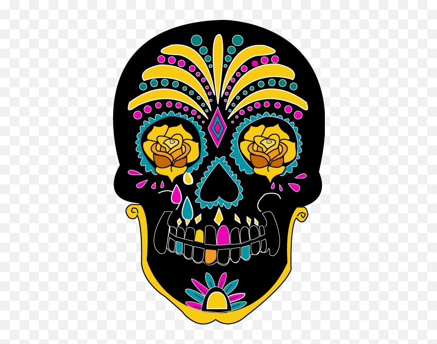 Calavera Adult Coloring Sugar Skull Day Of The Dead Coloring - Dia De Muertos Calavera De Colores Emoji,Sugar Skull Clipart