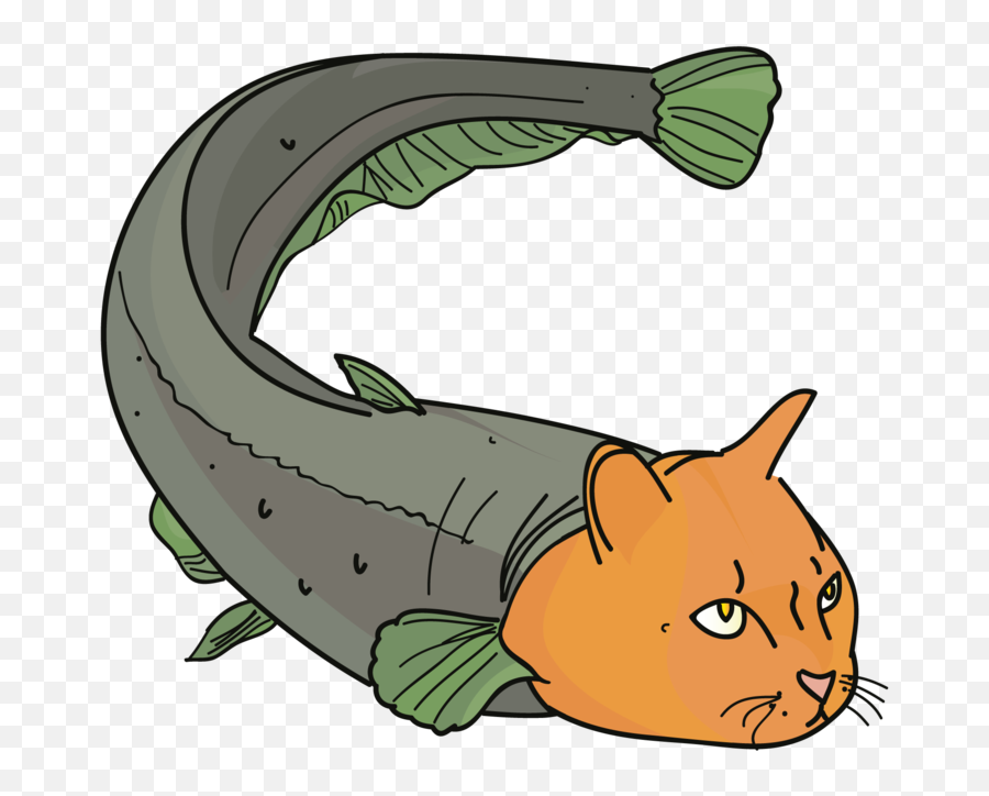 Clipart Of A Catfish - Cartoon Cat Fish Transparent Background Emoji,Catfish Clipart