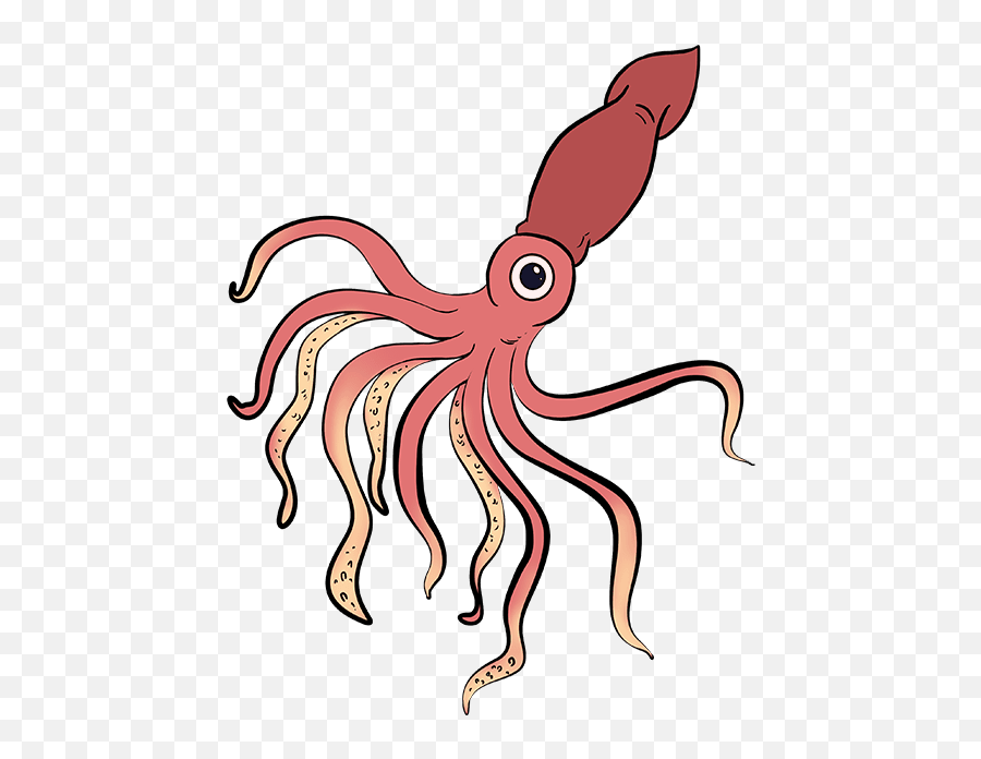 How To Draw Squid - Easy Giant Squid Drawing Emoji,Squid Clipart