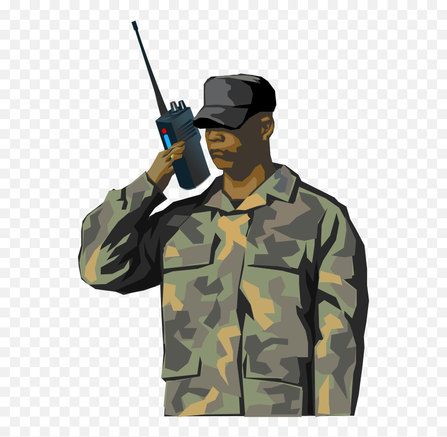 Free Clipart Soldier With Walkie Talkie Radio Tall Qubodup - Army Man Salute Sticker Emoji,Tall Clipart