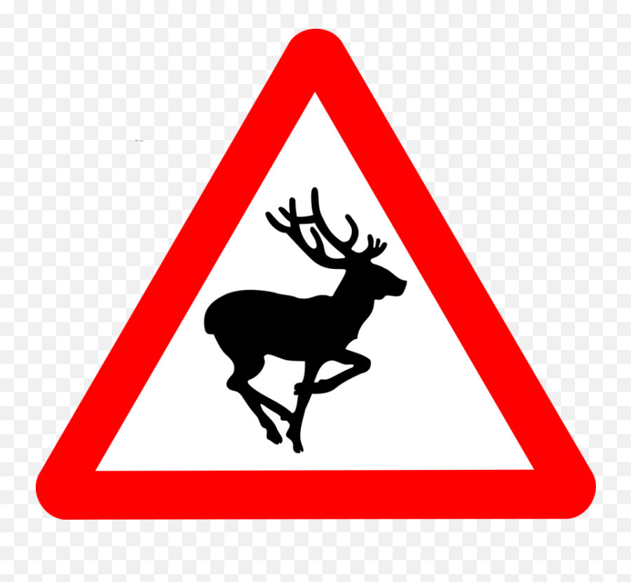 Country Road Sign Warning Of Deer - Old People Crossing Road Warning Signs Wild Animals Emoji,Winding Road Clipart
